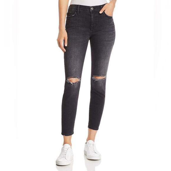 Current Elliott Skinny Jeans Distressed Ankle Black 28x26 - Picture 1 of 11
